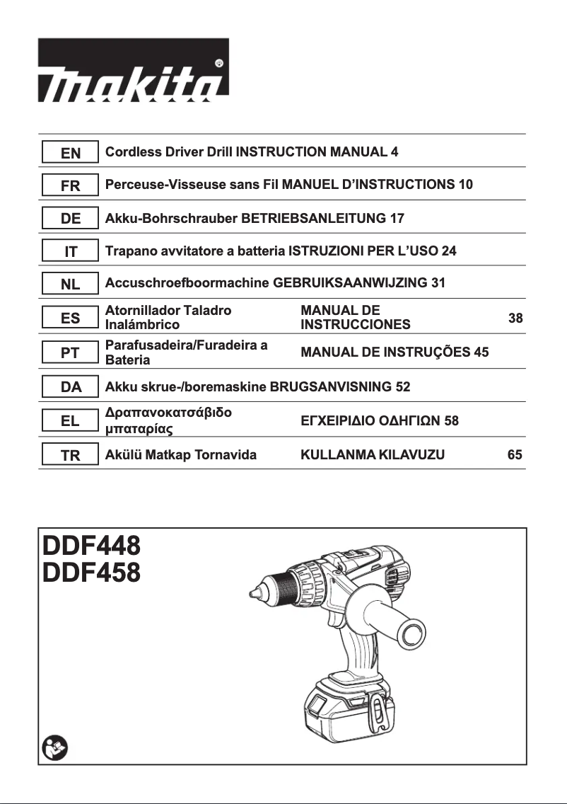 Page 1 de la notice Manuel utilisateur Makita DDF458RFJ