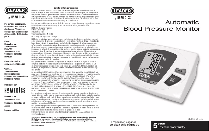 Page n°1 - Manuel utilisateur Leader LDRBPA-040