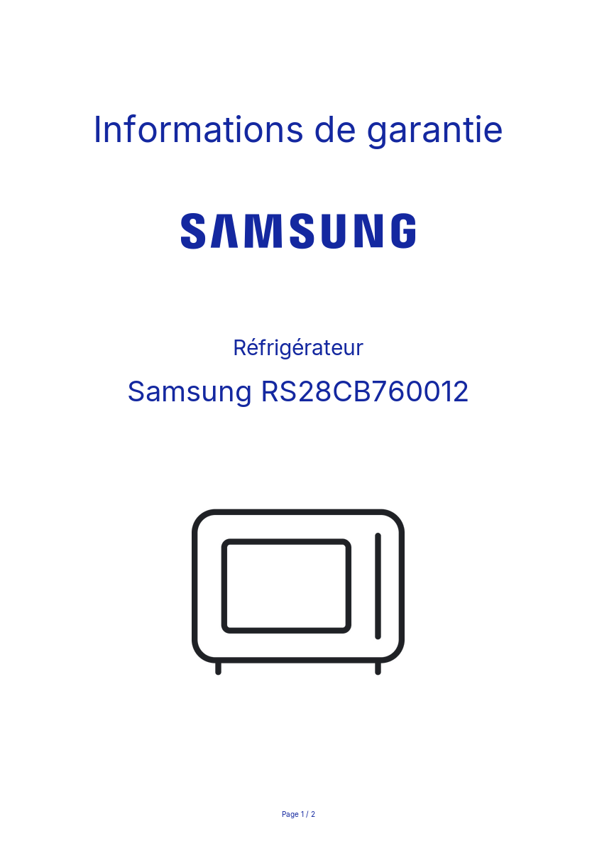 Image de la première page du manuel de l'appareil RS28CB760012
