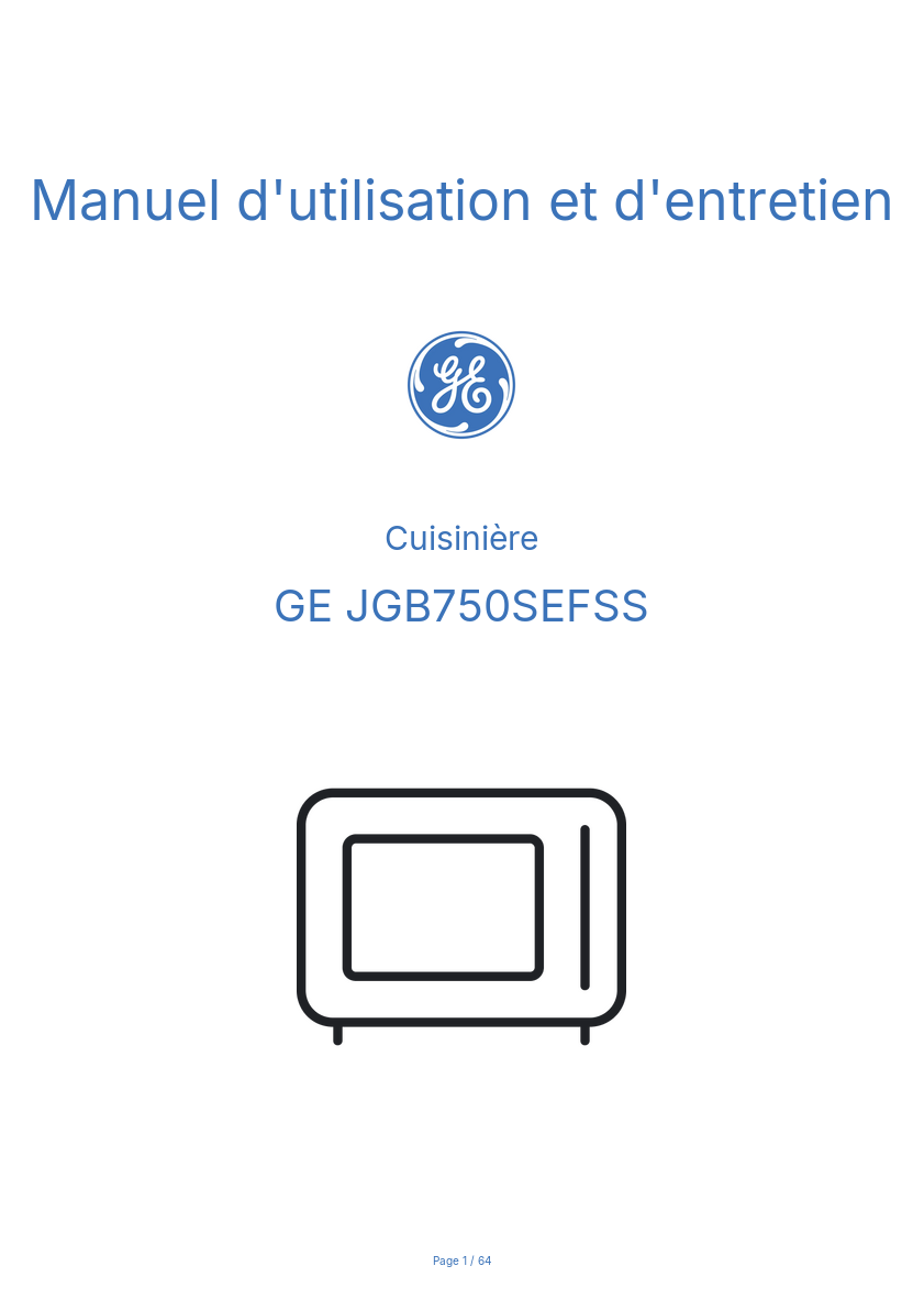 Image de la première page du manuel de l'appareil JGB750SEFSS