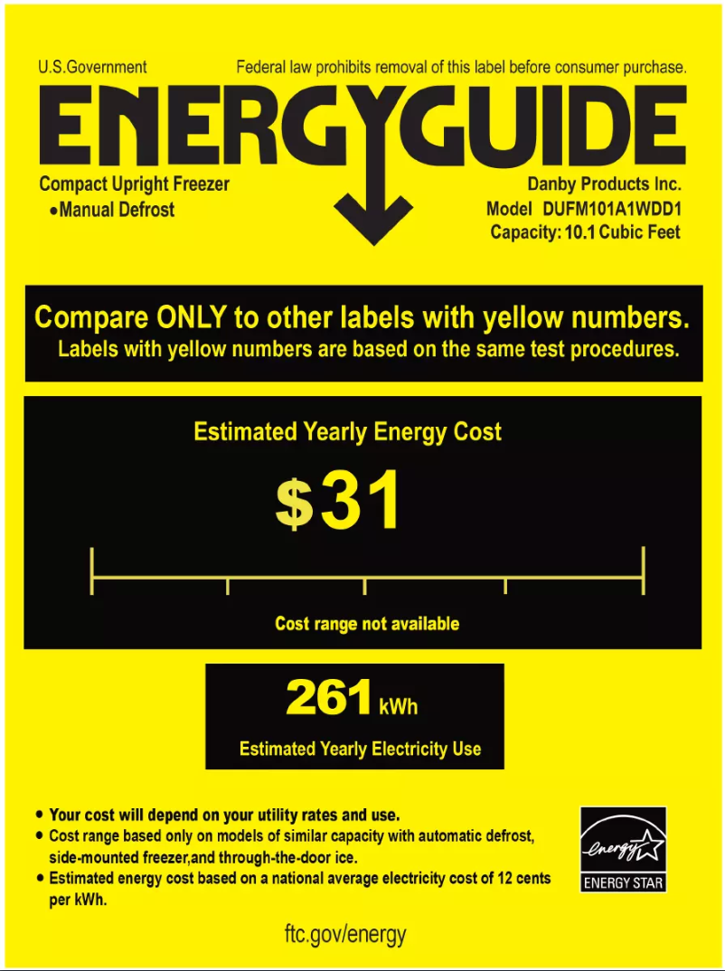 Page n°1 - Label énergétique Danby DUFM101A1
