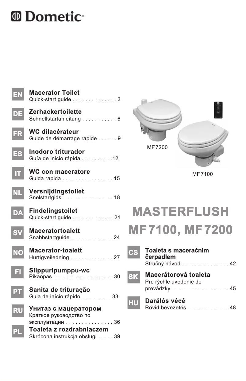 Page 1 de la notice Manuel utilisateur Dometic Masterflush MF7100