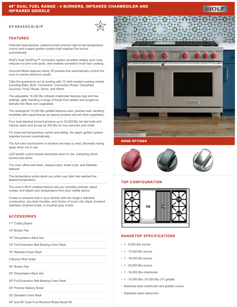 Page 1 de la notice Manuel utilisateur Wolf DF48450CP