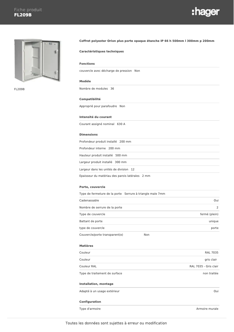 Image de la première page du manuel de l'appareil FL209B