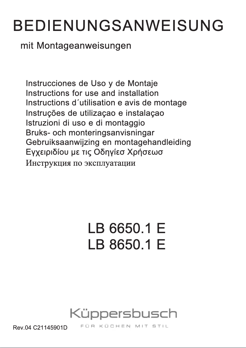Page n°1 - Manuel utilisateur Küppersbusch LB 8650.1E