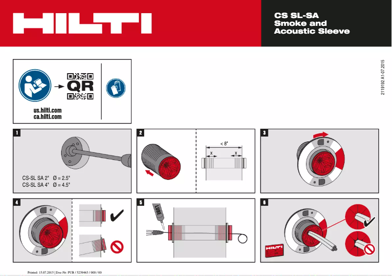 Page 1 de la notice Manuel utilisateur Hilti CS-SL SA