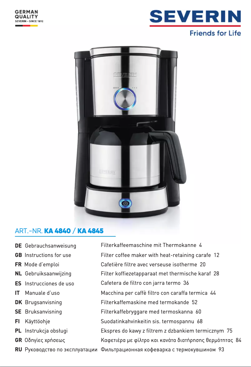 Page n°1 - Manuel utilisateur Severin KA 4840