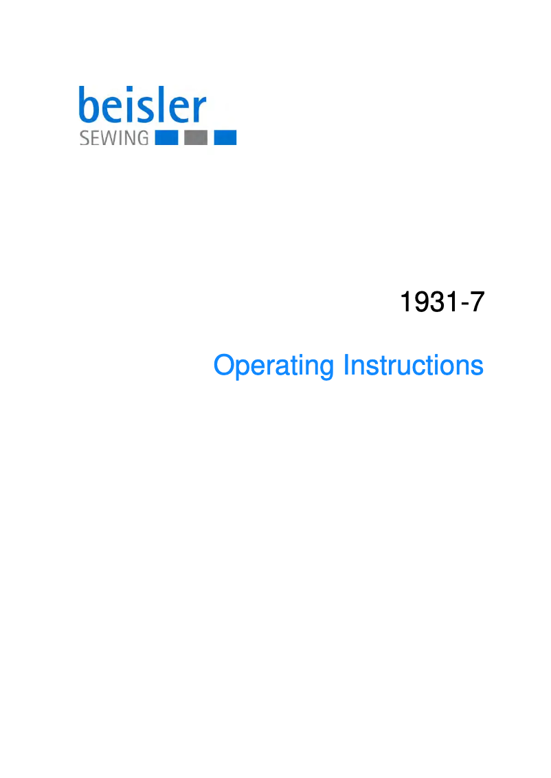 Page 1 de la notice Manuel utilisateur Dürkopp Adler 1931-7