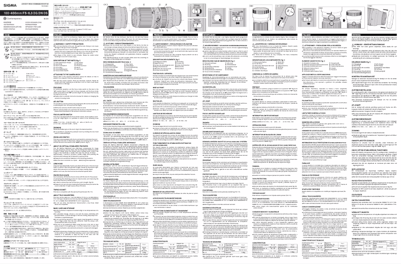 Page 1 de la notice Manuel utilisateur Sigma 100-400mm F5-6.3 DG DN OS