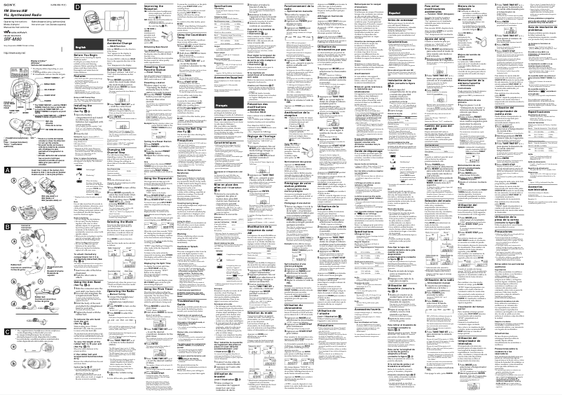 Page 1 de la notice Manuel utilisateur Sony SRF-M80