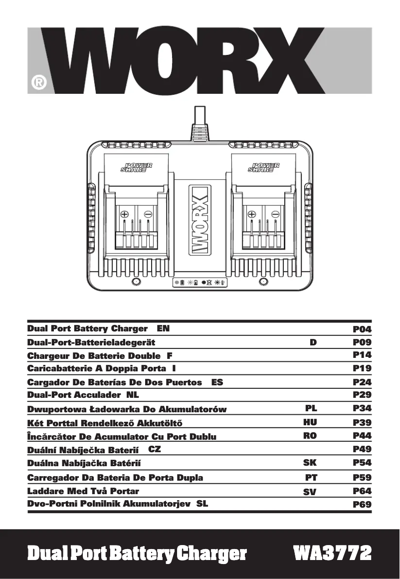 Page 1 de la notice Manuel utilisateur Worx WA3772