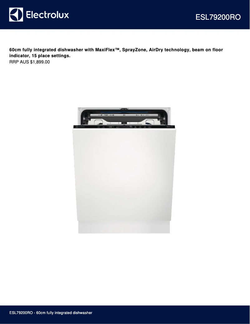 Page 1 de la notice Fiche technique Electrolux ESL79200RO