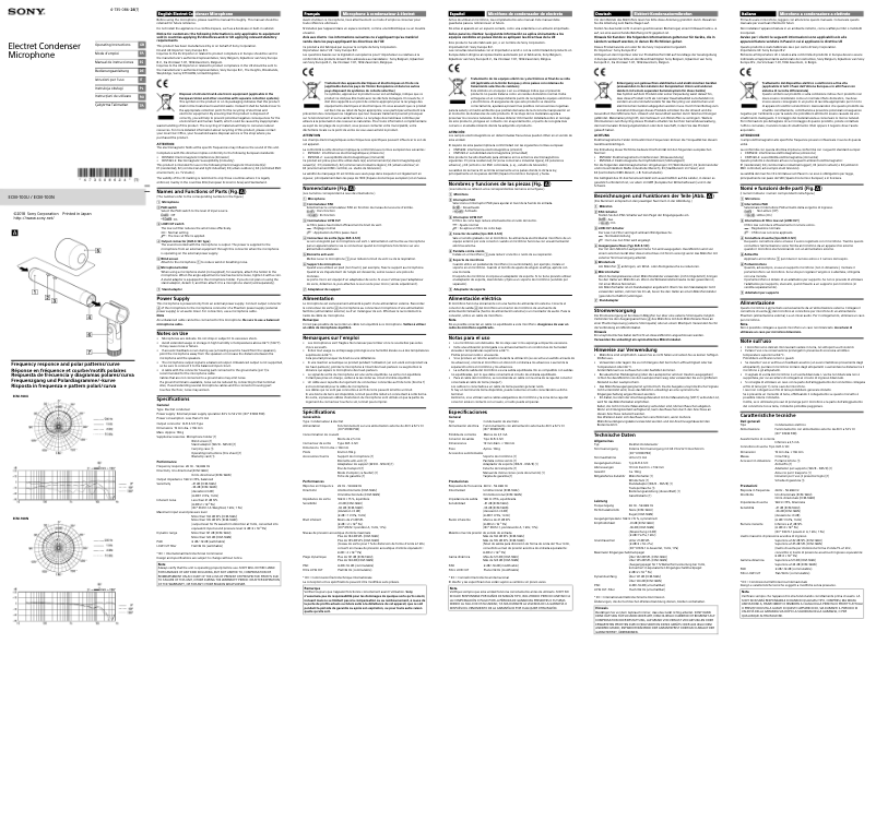 Page 1 de la notice Manuel utilisateur Sony ECM-100N