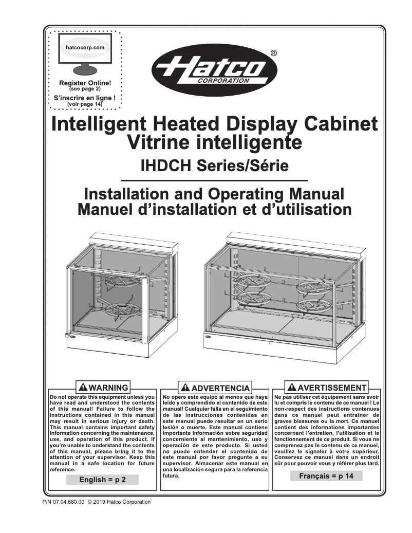 Page n°1 - Manuel utilisateur Hatco IHDCH-28