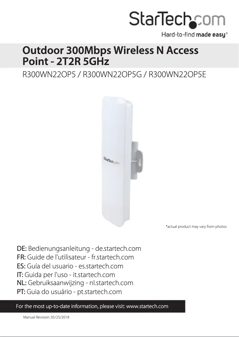 Page n°1 - Manuel utilisateur StarTech.com R300WN22OP5G