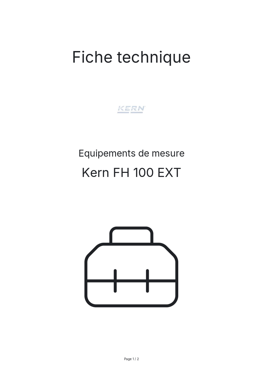 Page n°1 - Fiche technique Kern FH 100 EXT