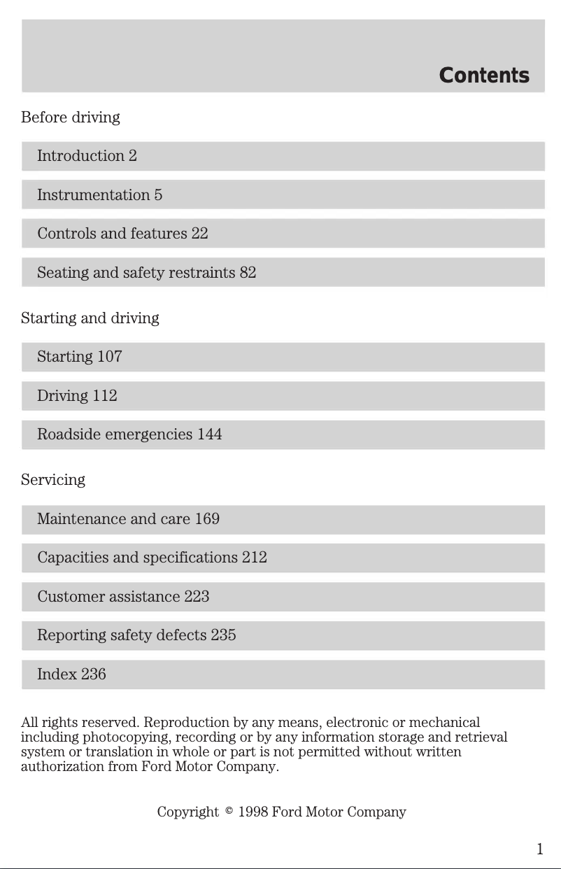 Image de la première page du manuel de l'appareil F-250 Light Duty (1999)