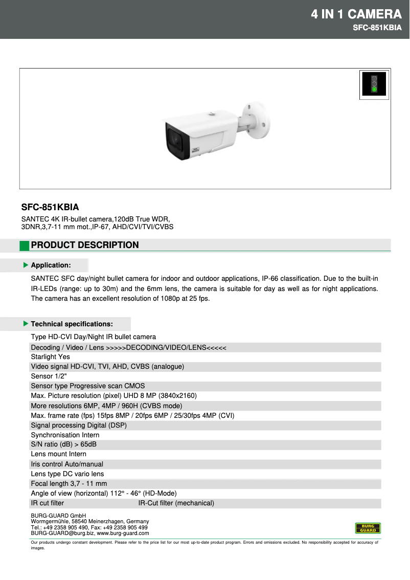 Imagen de la primera página del manual del dispositivo SFC-851KBIA