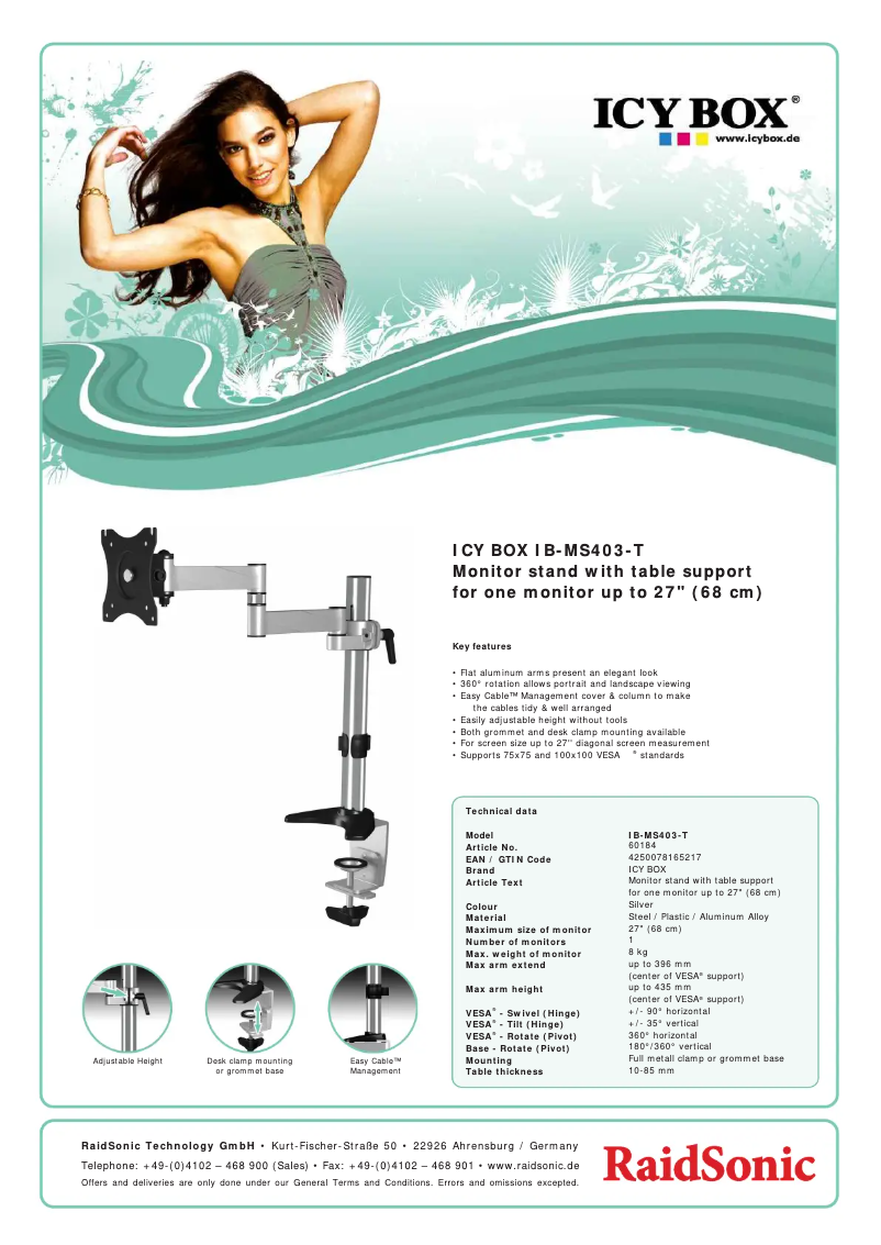 Page 1 de la notice Fiche technique Icy Box IB-MS403-T