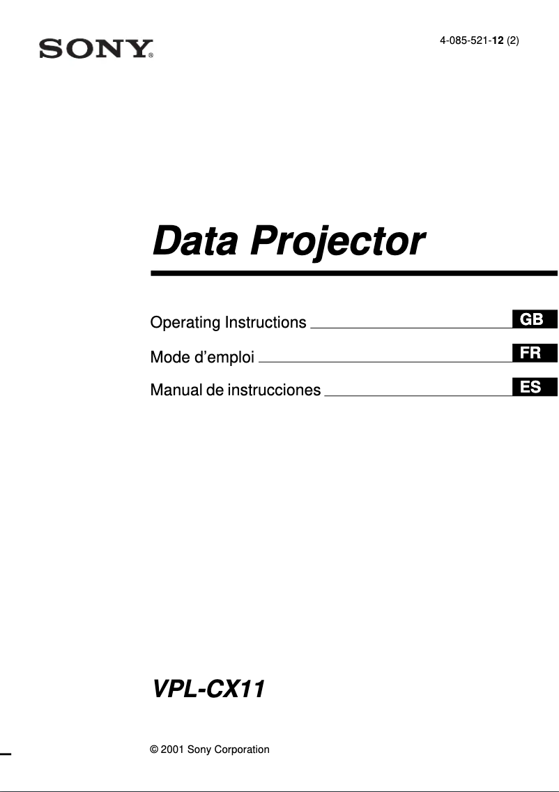 Image de la première page du manuel de l'appareil VPL-CX11