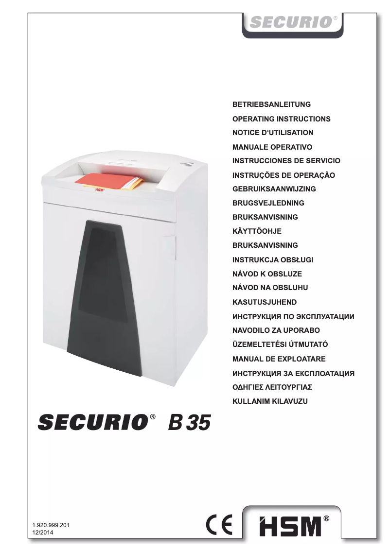 Image de la première page du manuel de l'appareil Securio B35c