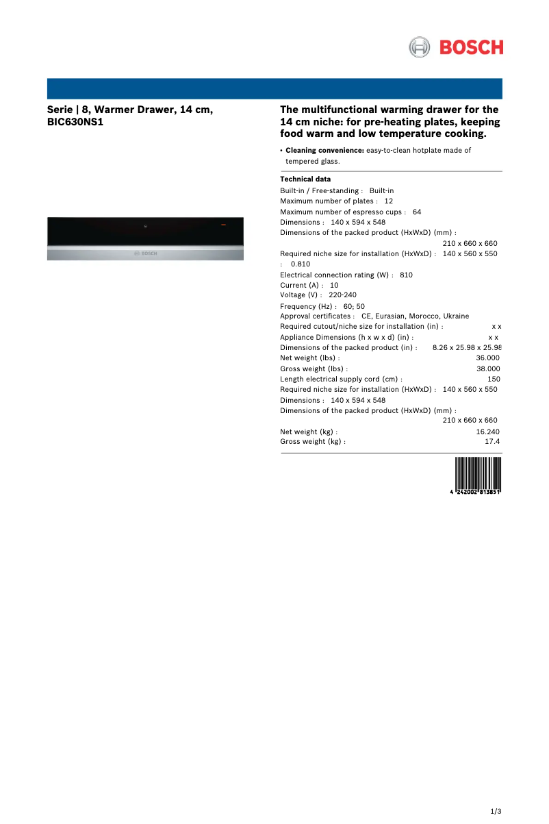 Image de la première page du manuel de l'appareil BIC630NS1