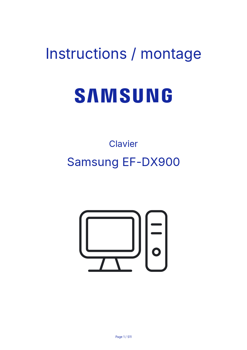 Page n°1 - Instructions / montage Samsung EF-DX900