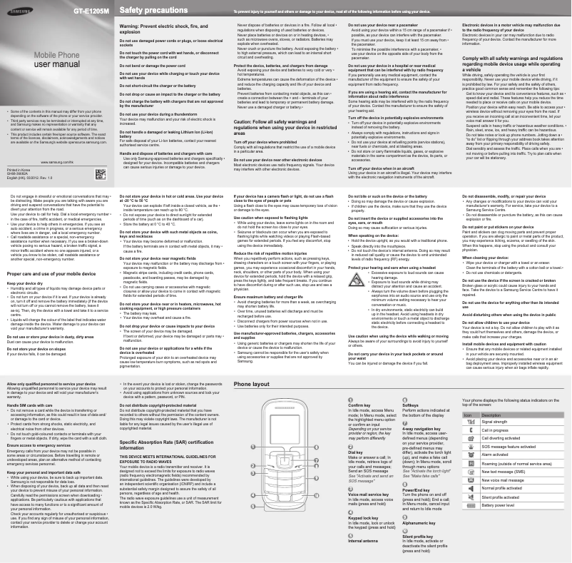 Page n°1 - Manuel utilisateur Samsung Keystone 2 GT-E1205M