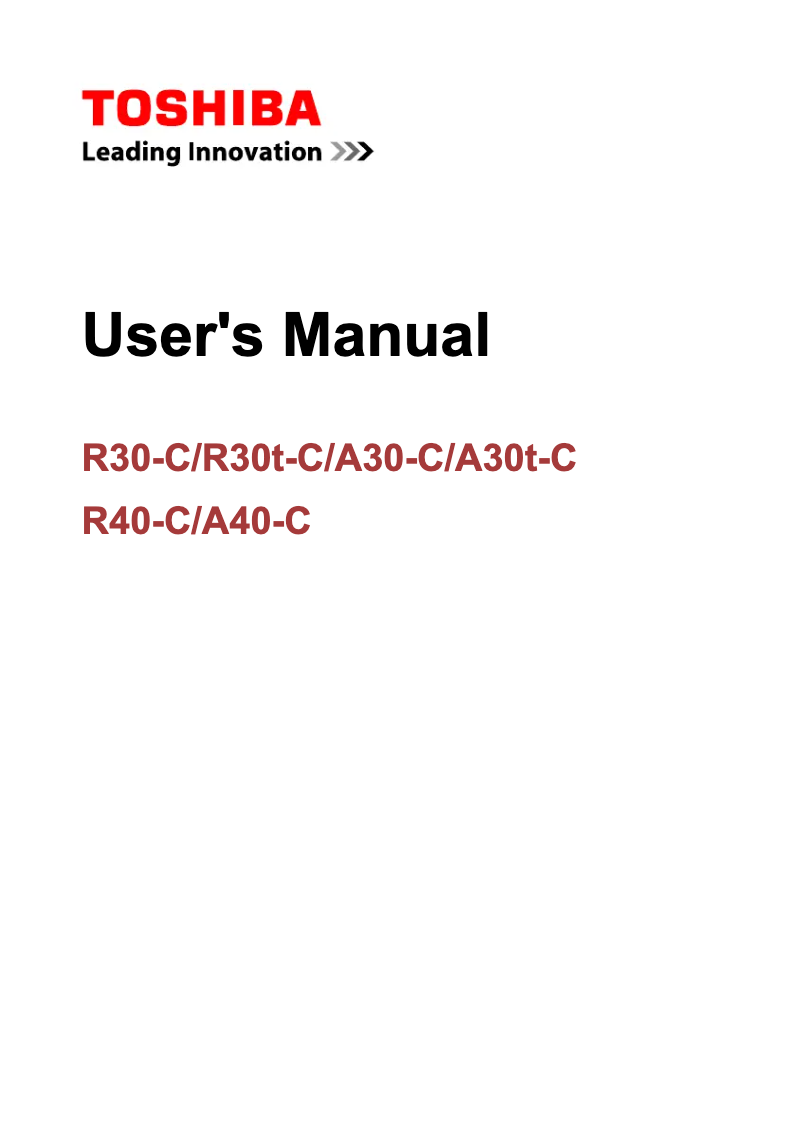 Page n°1 - Manuel utilisateur Toshiba Portege R30
