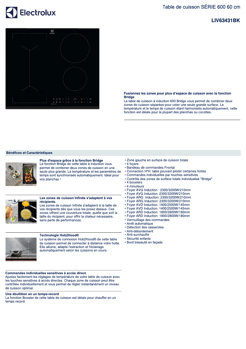 Page n°1 - Fiche technique Electrolux LIV63431BK
