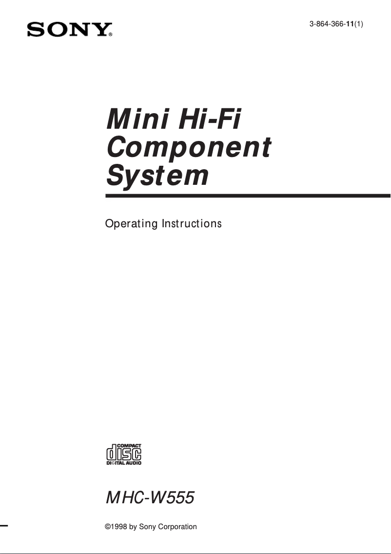 Page n°1 - Manuel utilisateur Sony MHC-W555