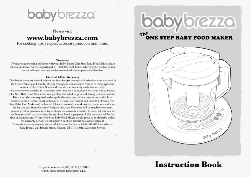 Page 1 de la notice Manuel utilisateur Baby Brezza One Step
