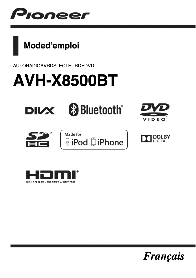 Page n°1 - Manuel utilisateur Pioneer AVH-X8500BT
