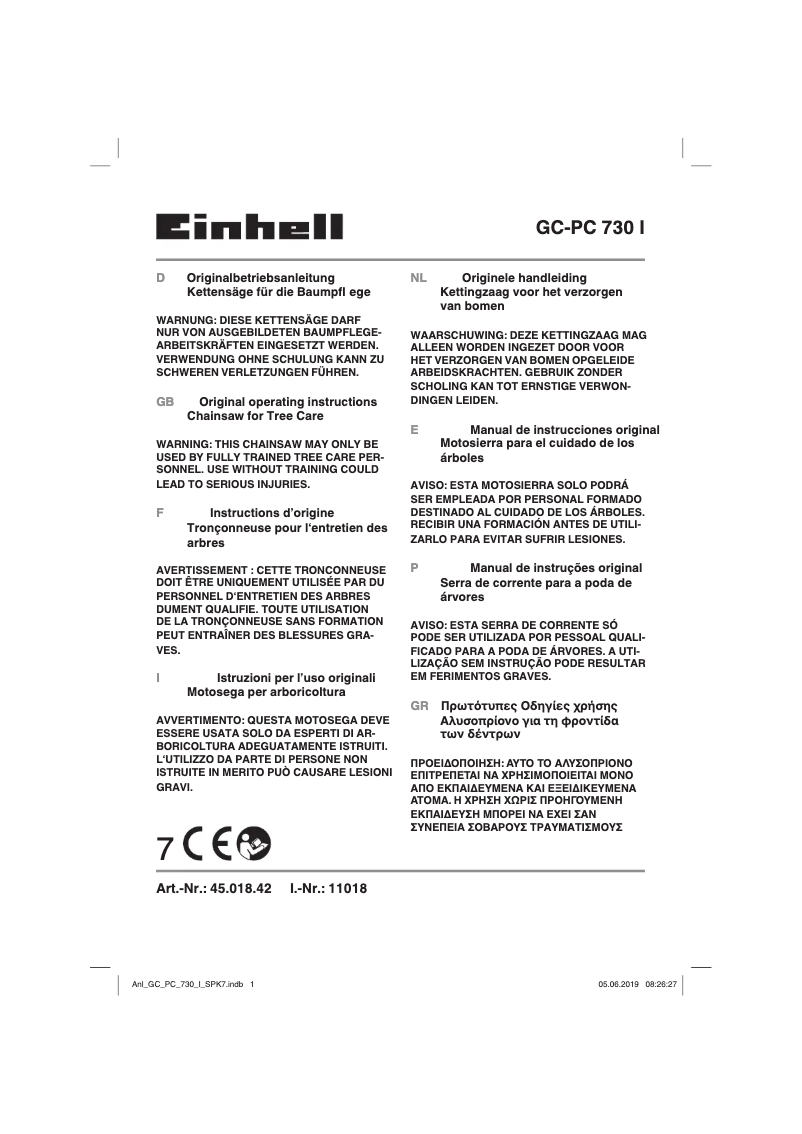 Image de la première page du manuel de l'appareil GC-PC 730 I
