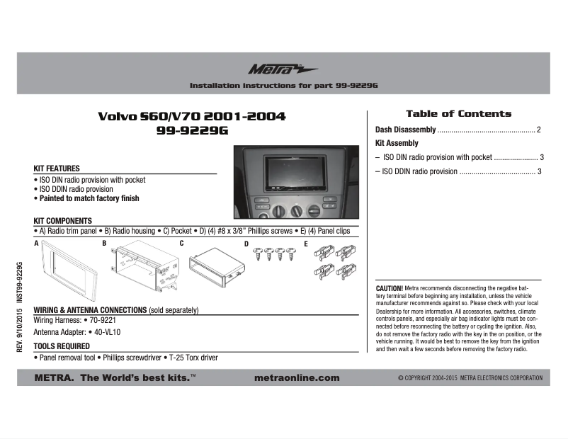 Image de la première page du manuel de l'appareil 99-9229G