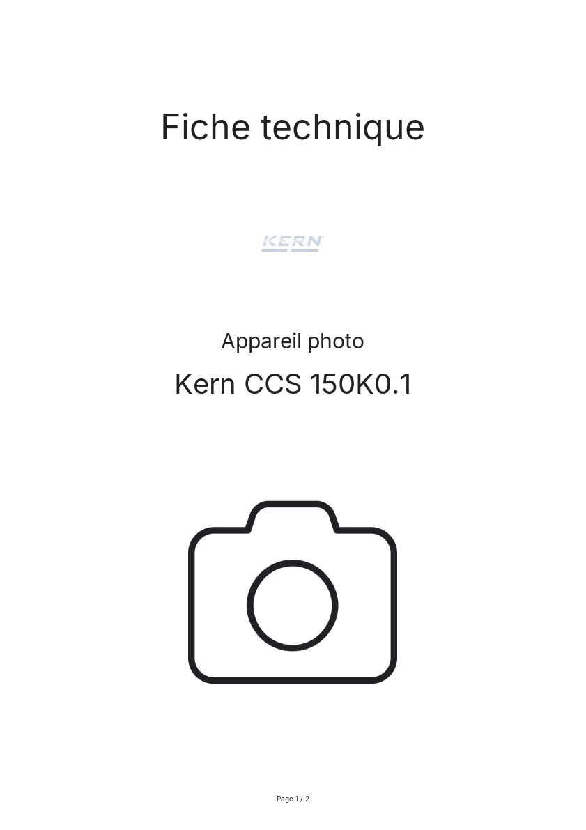 Page n°1 - Fiche technique Kern CCS 150K0.1
