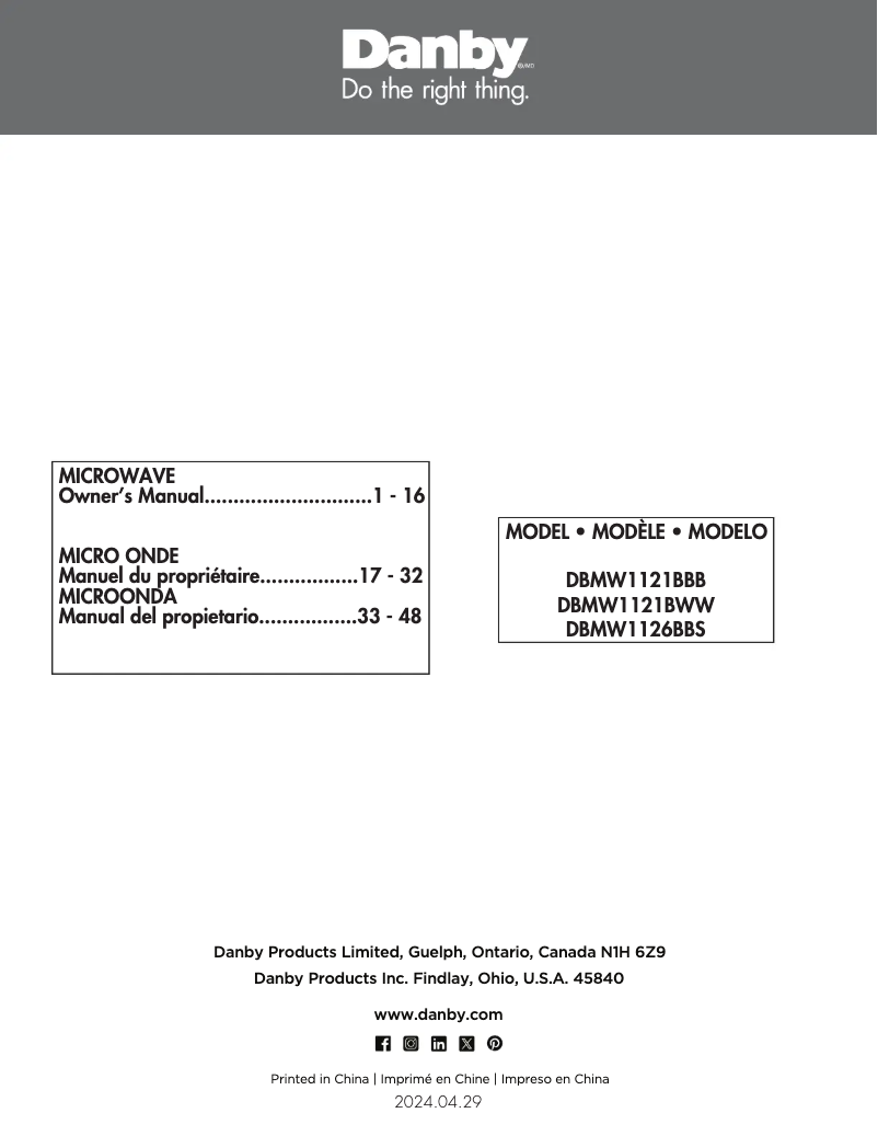 Image de la première page du manuel de l'appareil DBMW1121BWW