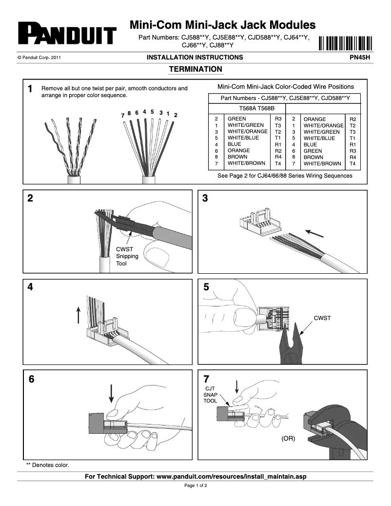 Page 1 de la notice Manuel utilisateur Panduit CJ588IGY