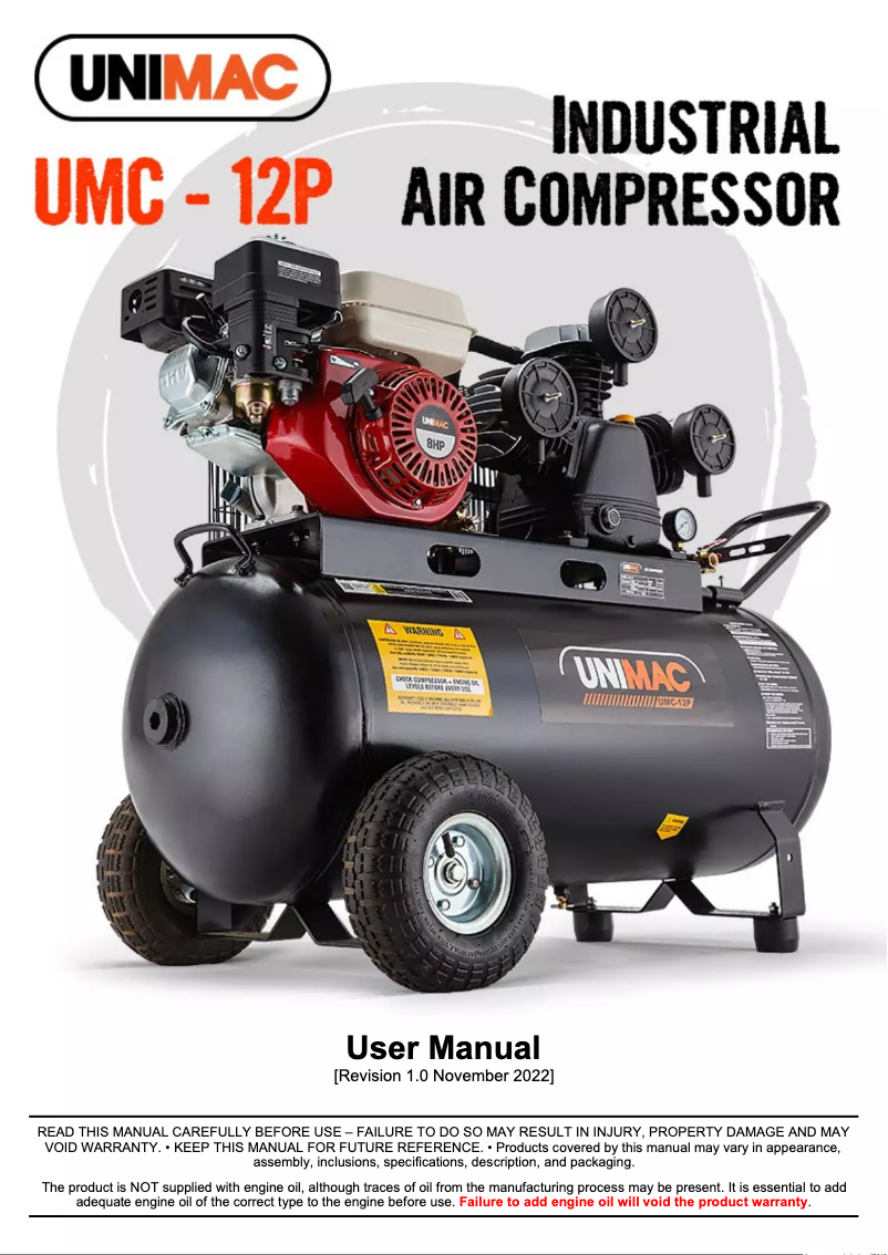 Page n°1 - Manuel utilisateur Unimac UMC-12P