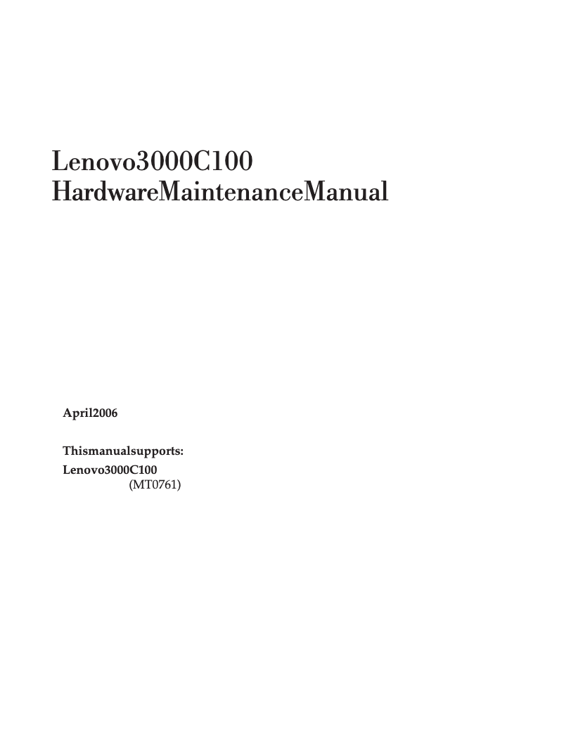 Page 1 de la notice Manuel utilisateur Lenovo 3000 C100