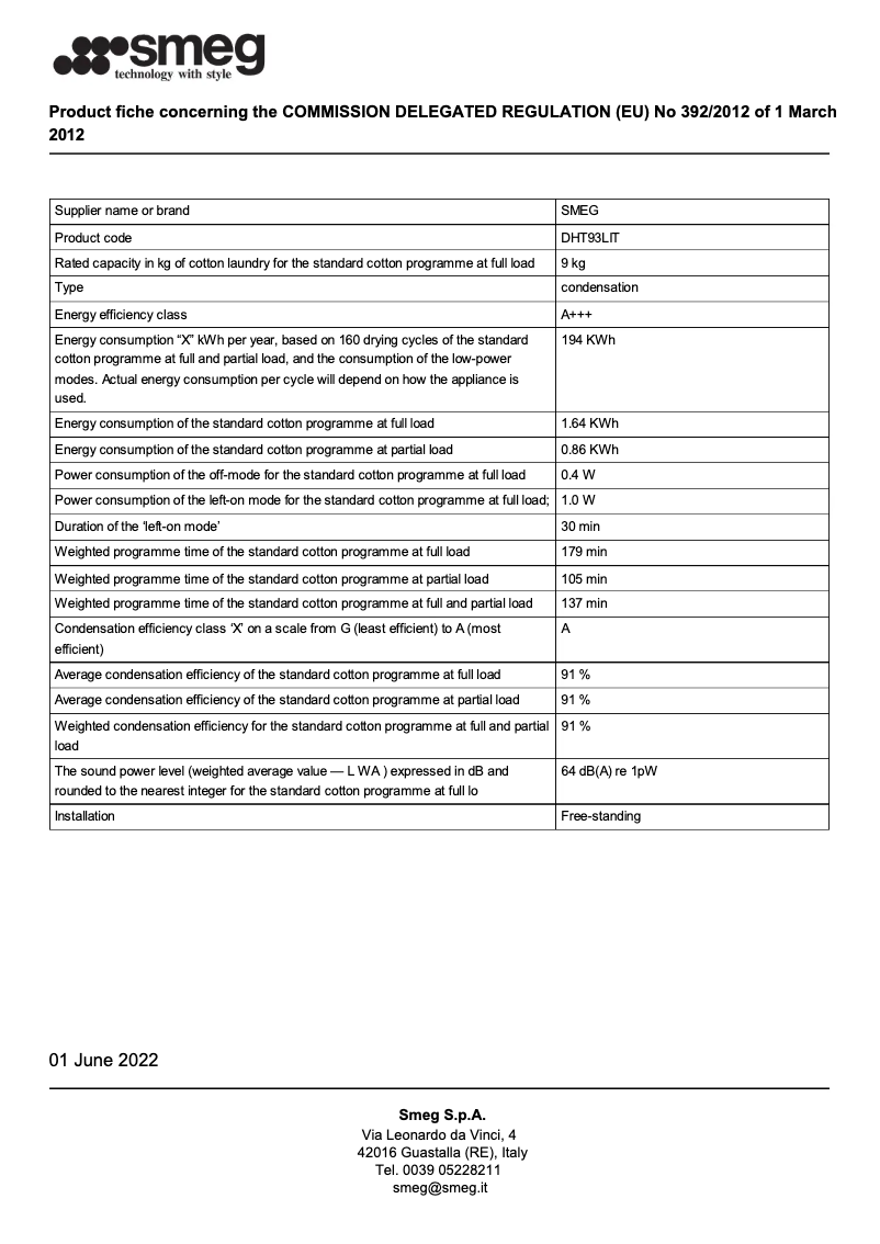 Page n°1 - Brochure Smeg DHT93LIT