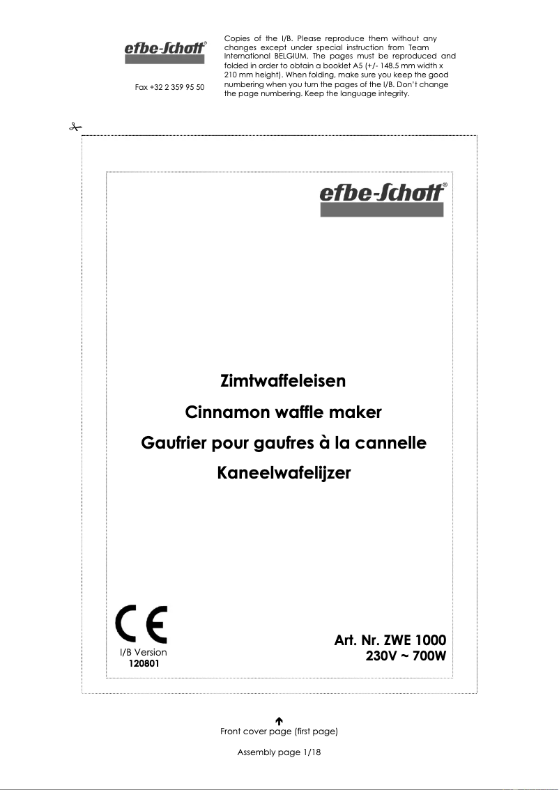 Page 1 de la notice Manuel utilisateur Efbe-Schott SC ZWE 1000