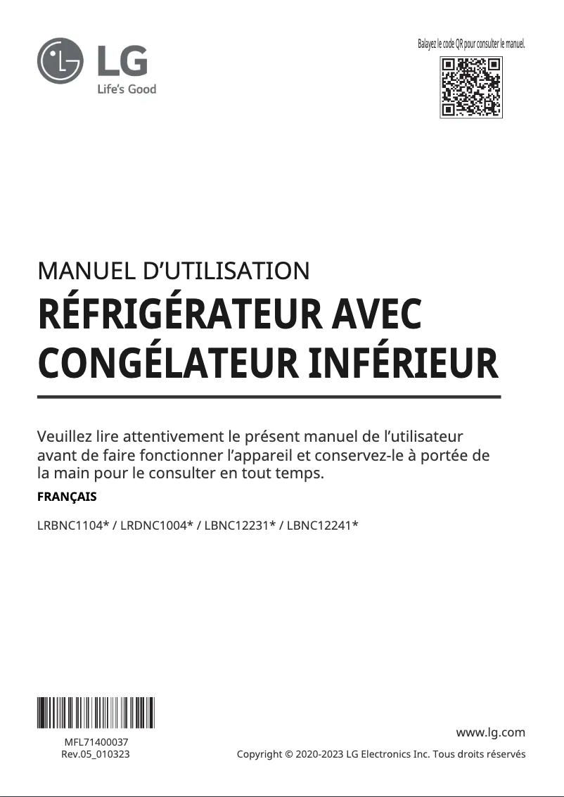 Page 1 de la notice Manuel utilisateur LG LRDNC1004W