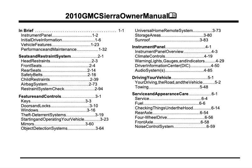 Page 1 de la notice Manuel utilisateur GMC Sierra 3500HD (2010)
