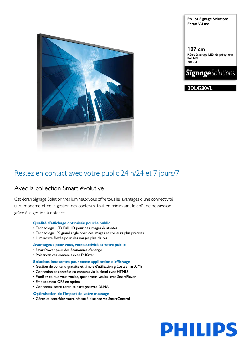 Page n°1 - Fiche technique Philips BDL4280VL