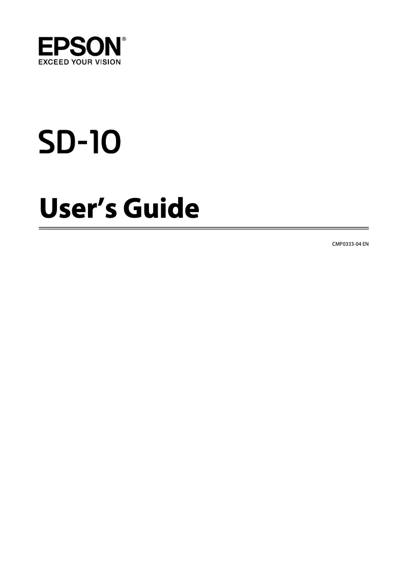 Page n°1 - Manuel utilisateur Epson SD-10