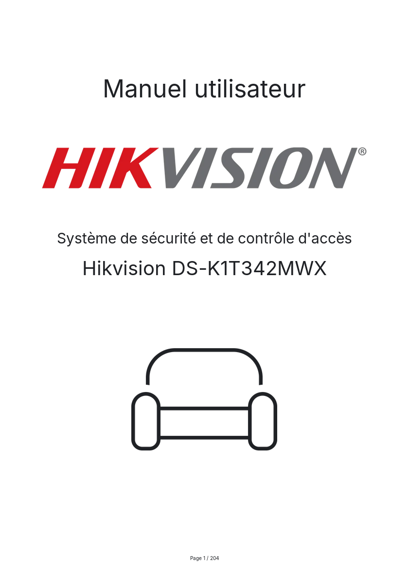 Page n°1 - Manuel utilisateur Hikvision DS-K1T342MWX