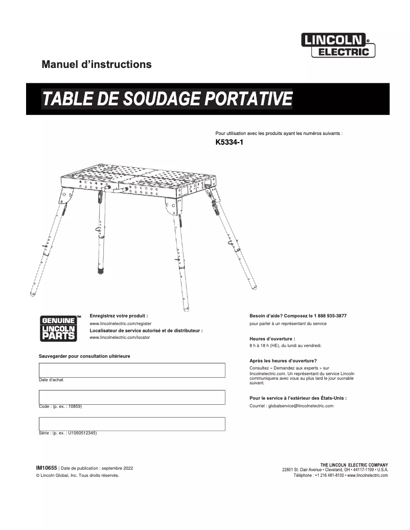 Página 1 del manual Manual de usuario Lincoln Electric K5334-1