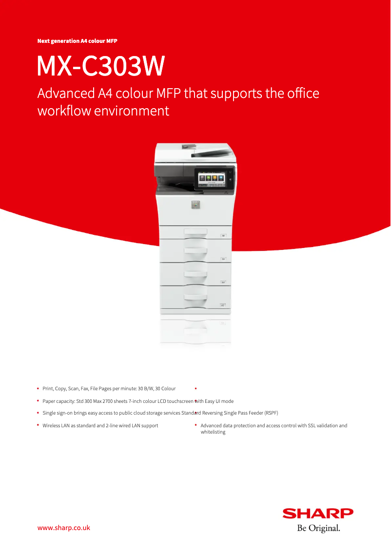 Page n°1 - Fiche technique Sharp MX-C303W