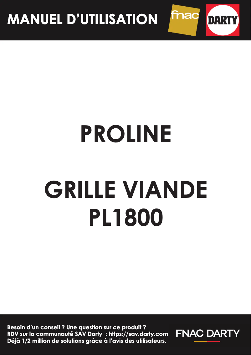 Page n°1 - Manuel utilisateur Proline PL1800